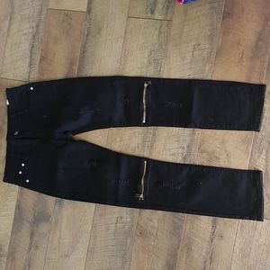 Fredd Marshall black moto destructed jeans size 14